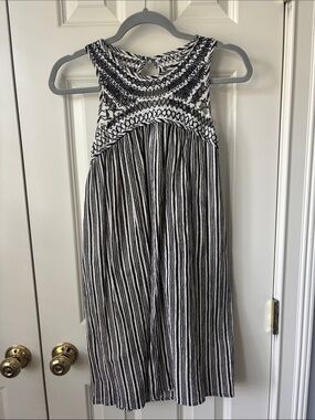 Ecote Black and White Embroidered Sleeveless Mini Dress